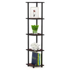 Furinno Modern Scaffale Alto a 5 Ripiani Unità Scaffalatura Multiuso Espositore Angolare, Ciliegio Scuro/Nero