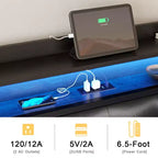 Struttura letto imbottita Hausource con testiera a LED - Nera