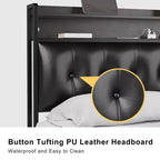 Struttura letto imbottita Hausource con testiera a LED - Nera