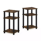Furinno 2PCS Tavolino d'appoggio industriale a 3 ripiani, comodino con scaffale aperto per soggiorno, ufficio, studio e camera da letto, Pino Ambrato/Nero
