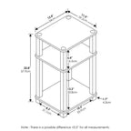 Furinno 2PCS Tavolino d'appoggio industriale a 3 ripiani, comodino con scaffale aperto per soggiorno, ufficio, studio e camera da letto, Pino Ambrato/Nero