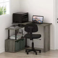 Furinno 39.4 Reversible L-Shape Corner Computer Desk Writing Table Study Workstation with 3-Tier Open Storage Shelves,French Oak/Black