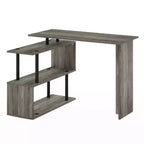 Furinno 39.4 Scrivania ad angolo a L reversibile per computer, tavolo da scrittura, workstation da studio con ripiani aperti a 3 livelli, Rovere francese/Nero