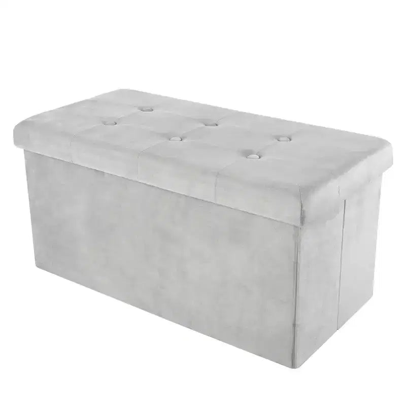 Pouf-Contenitore, Poggiapiedi, Panca Organizer o Cassapanca in Velluto Trapuntato con Coperchio Rimovibile Lavish Home per Camera da Letto, Dormitorio o Ingresso