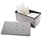 Pouf-Contenitore, Poggiapiedi, Panca Organizer o Cassapanca in Velluto Trapuntato con Coperchio Rimovibile Lavish Home per Camera da Letto, Dormitorio o Ingresso