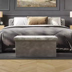 Pouf-Contenitore, Poggiapiedi, Panca Organizer o Cassapanca in Velluto Trapuntato con Coperchio Rimovibile Lavish Home per Camera da Letto, Dormitorio o Ingresso