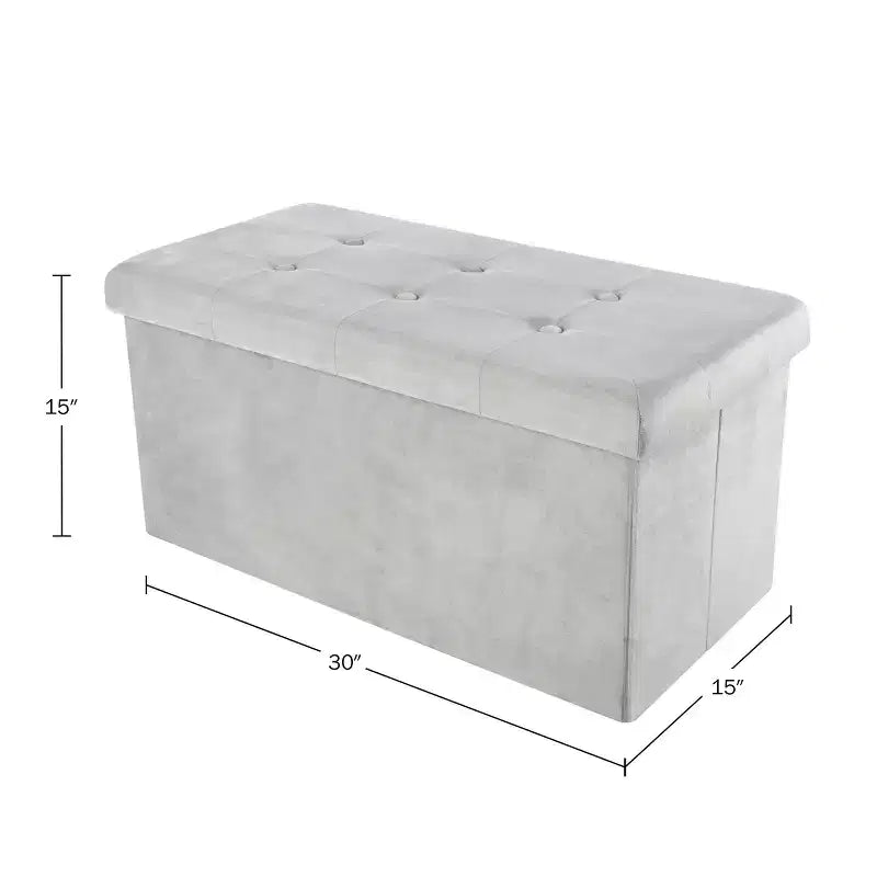 Pouf-Contenitore, Poggiapiedi, Panca Organizer o Cassapanca in Velluto Trapuntato con Coperchio Rimovibile Lavish Home per Camera da Letto, Dormitorio o Ingresso