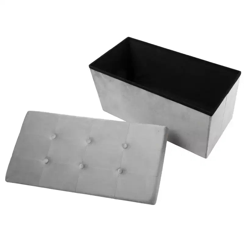Pouf-Contenitore, Poggiapiedi, Panca Organizer o Cassapanca in Velluto Trapuntato con Coperchio Rimovibile Lavish Home per Camera da Letto, Dormitorio o Ingresso