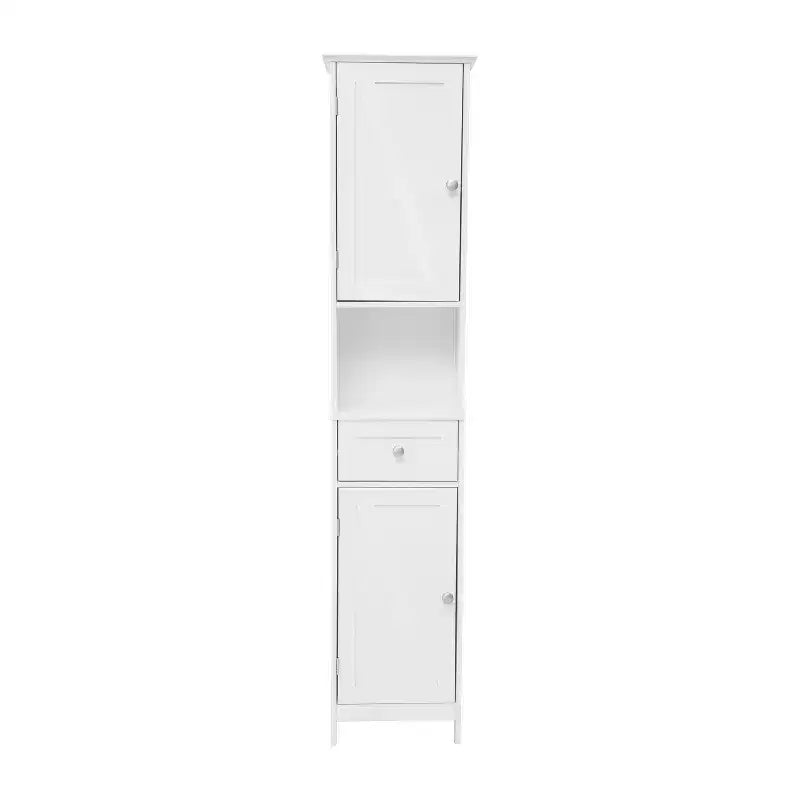 Flash Furniture Dune, colonna bagno indipendente con ante a chiusura magnetica, ripiani regolabili, mensola a giorno e cassetto