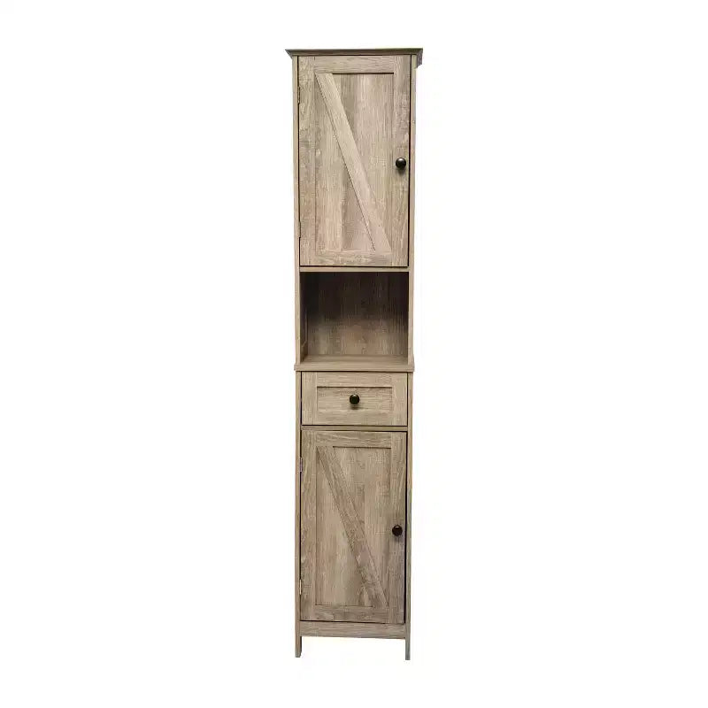 Flash Furniture Dune, colonna bagno indipendente con ante a chiusura magnetica, ripiani regolabili, mensola a giorno e cassetto