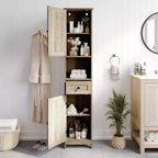 Flash Furniture Dune, colonna bagno indipendente con ante a chiusura magnetica, ripiani regolabili, mensola a giorno e cassetto