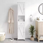 Flash Furniture Dune, colonna bagno indipendente con ante a chiusura magnetica, ripiani regolabili, mensola a giorno e cassetto