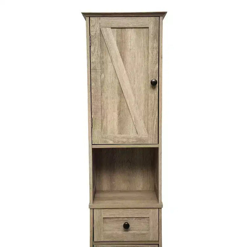 Flash Furniture Dune, colonna bagno indipendente con ante a chiusura magnetica, ripiani regolabili, mensola a giorno e cassetto