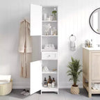 Flash Furniture Dune, colonna bagno indipendente con ante a chiusura magnetica, ripiani regolabili, mensola a giorno e cassetto