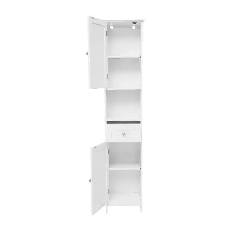 Flash Furniture Dune, colonna bagno indipendente con ante a chiusura magnetica, ripiani regolabili, mensola a giorno e cassetto