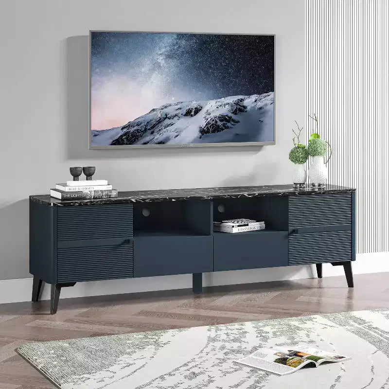 Mobile porta TV moderno con ripiano in finto marmo da 70", per TV fino a 75" - Festivo
