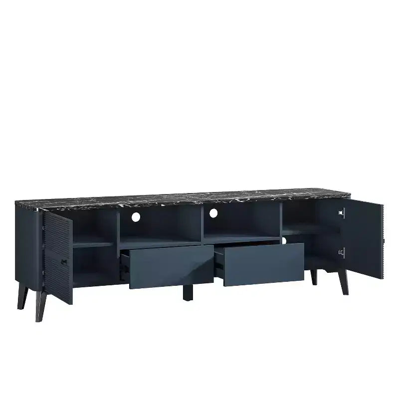 Mobile porta TV moderno con ripiano in finto marmo da 70", per TV fino a 75" - Festivo