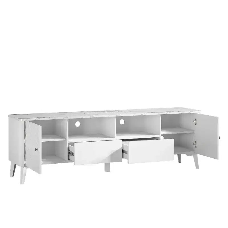 Mobile porta TV moderno con ripiano in finto marmo da 70", per TV fino a 75" - Festivo