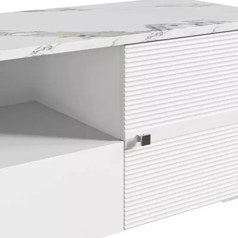 Mobile porta TV moderno con ripiano in finto marmo da 70", per TV fino a 75" - Festivo
