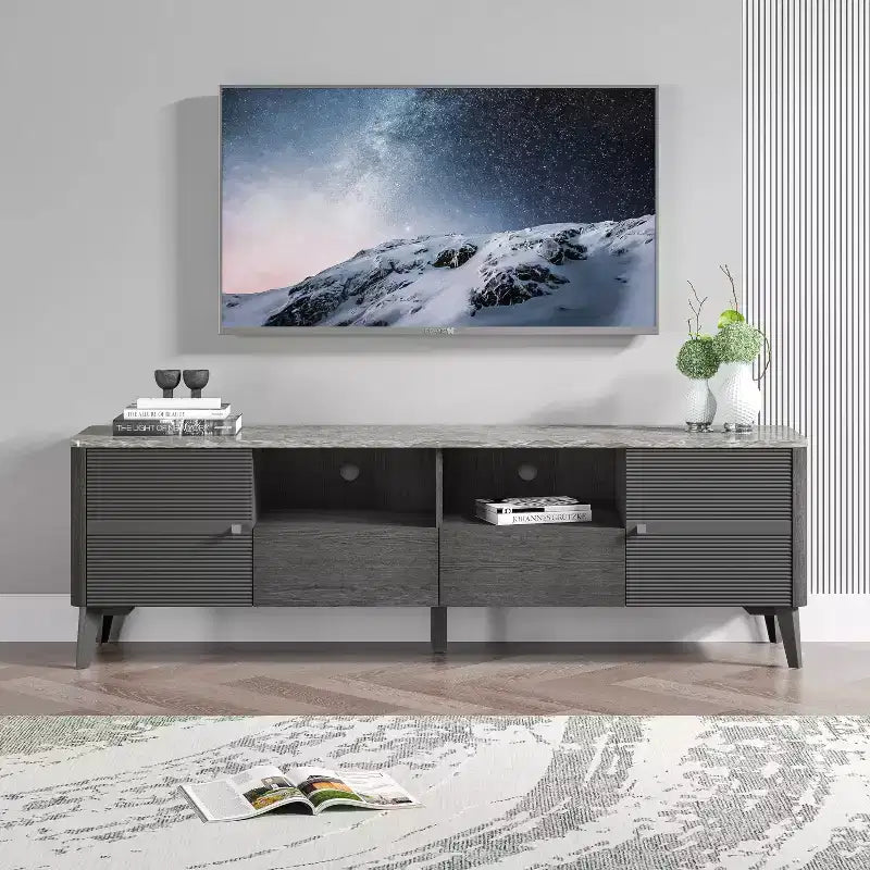 Mobile porta TV moderno con ripiano in finto marmo da 70", per TV fino a 75" - Festivo