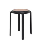 LeisureMod Tresse Round Stackable Dining Stool with Wicker Top, Lightweight and Durable Design for Kitchen, Garden, Balcony, Cafe, Terrace, or Deck