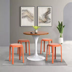 Sgabello da pranzo rotondo impilabile LeisureMod Tresse con parte superiore in vimini, design leggero e durevole per cucina, giardino, balcone, bar, terrazza o patio