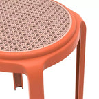 Sgabello da pranzo rotondo impilabile LeisureMod Tresse con parte superiore in vimini, design leggero e durevole per cucina, giardino, balcone, bar, terrazza o patio