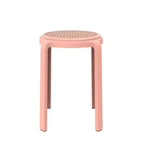 Sgabello da pranzo rotondo impilabile LeisureMod Tresse con parte superiore in vimini, design leggero e durevole per cucina, giardino, balcone, bar, terrazza o patio