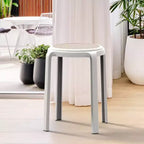 Sgabello da pranzo rotondo impilabile LeisureMod Tresse con parte superiore in vimini, design leggero e durevole per cucina, giardino, balcone, bar, terrazza o patio