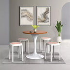 Sgabello da pranzo rotondo impilabile LeisureMod Tresse con parte superiore in vimini, design leggero e durevole per cucina, giardino, balcone, bar, terrazza o patio