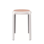 Sgabello da pranzo rotondo impilabile LeisureMod Tresse con parte superiore in vimini, design leggero e durevole per cucina, giardino, balcone, bar, terrazza o patio