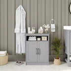 Mobiletto organizer per bagno Emma and Oliver con ripiano regolabile interno, ante con chiusura magnetica e ripiano superiore aperto