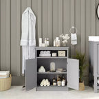 Mobiletto organizer per bagno Emma and Oliver con ripiano regolabile interno, ante con chiusura magnetica e ripiano superiore aperto
