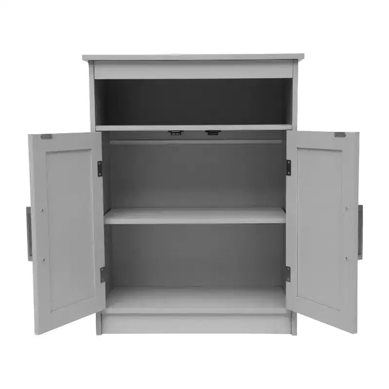 Mobiletto organizer per bagno Emma and Oliver con ripiano regolabile interno, ante con chiusura magnetica e ripiano superiore aperto