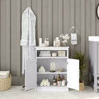 Mobiletto organizer per bagno Emma and Oliver con ripiano regolabile interno, ante con chiusura magnetica e ripiano superiore aperto