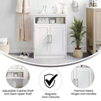 Mobiletto organizer per bagno Emma and Oliver con ripiano regolabile interno, ante con chiusura magnetica e ripiano superiore aperto