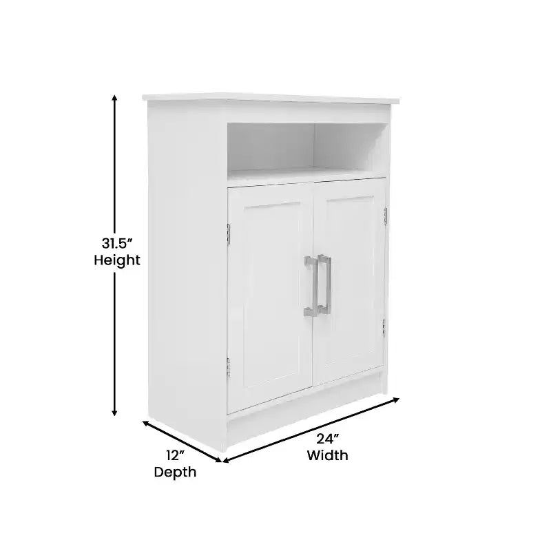 Mobiletto organizer per bagno Emma and Oliver con ripiano regolabile interno, ante con chiusura magnetica e ripiano superiore aperto