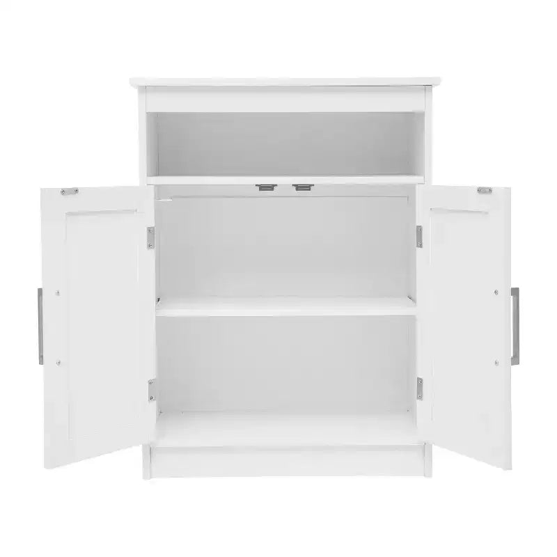 Mobiletto organizer per bagno Emma and Oliver con ripiano regolabile interno, ante con chiusura magnetica e ripiano superiore aperto