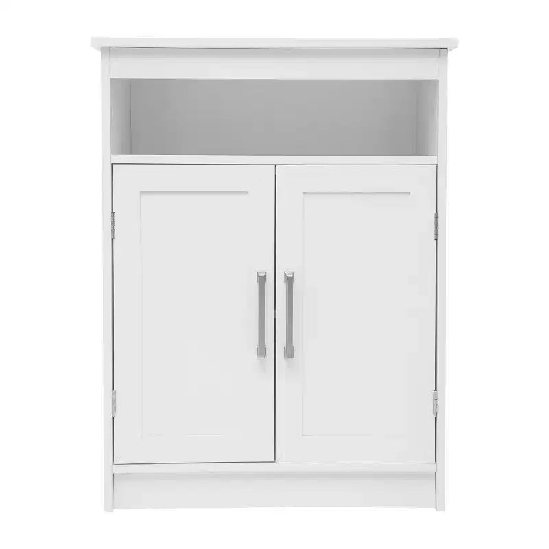 Mobiletto organizer per bagno Emma and Oliver con ripiano regolabile interno, ante con chiusura magnetica e ripiano superiore aperto