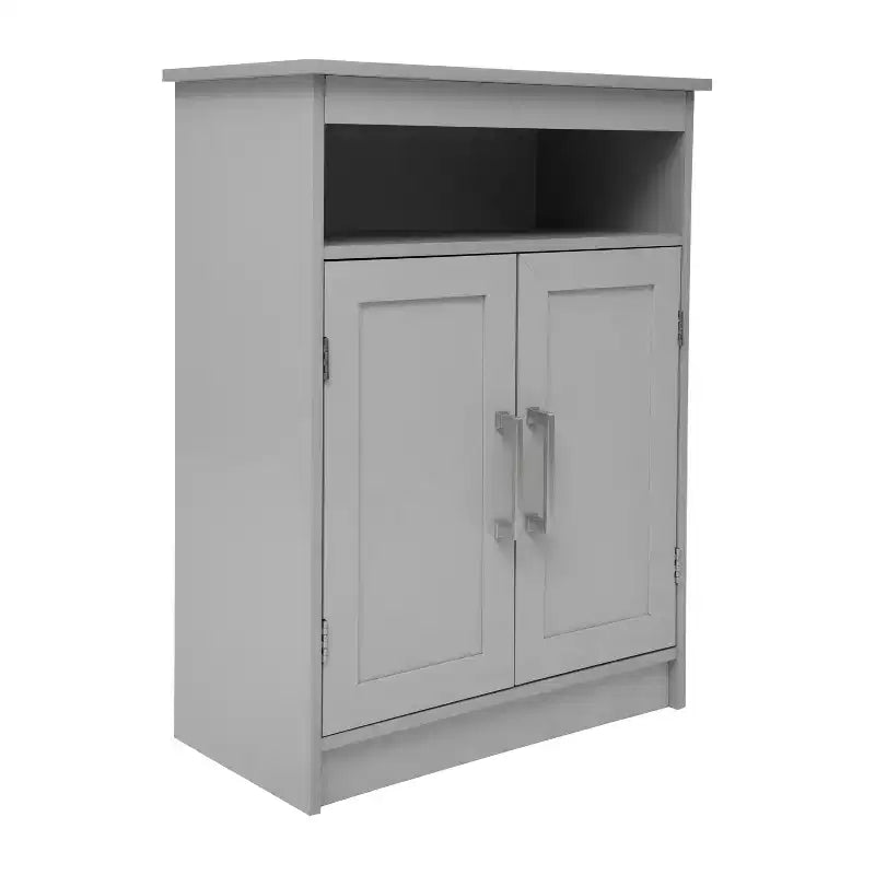 Mobiletto organizer per bagno Emma and Oliver con ripiano regolabile interno, ante con chiusura magnetica e ripiano superiore aperto