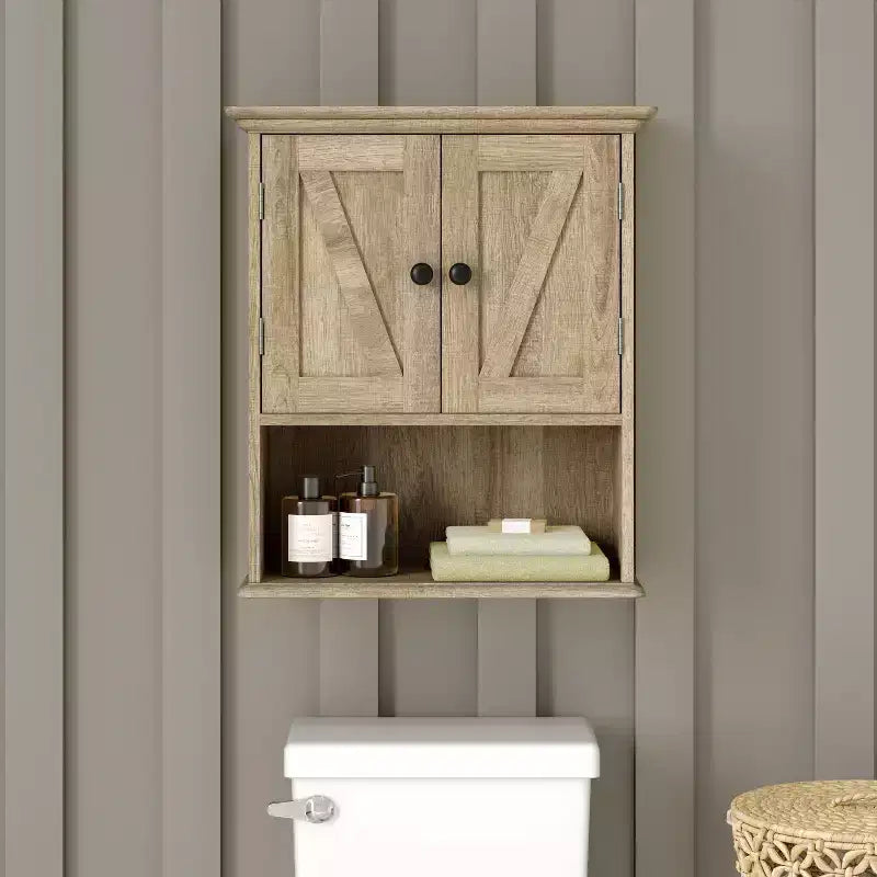 Emma and Oliver Mobiletto da bagno con specchio a parete con ripiano interno regolabile, doppie ante con chiusura magnetica, ripiano inferiore a giorno