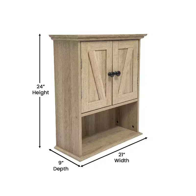 Emma and Oliver Mobiletto da bagno con specchio a parete con ripiano interno regolabile, doppie ante con chiusura magnetica, ripiano inferiore a giorno