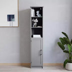 Merrick Lane Mobile Alto e Stretto per Biancheria con Ripiani Regolabili, Ripiani Aperti e Ante con Chiusura Magnetica