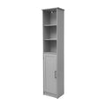 Merrick Lane Slim Linen Tower Organizer with Adjustable Cabinet Shelves, Open Shelves, and Magnetic Closure Doors