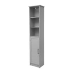 Merrick Lane Slim Linen Tower Organizer with Adjustable Cabinet Shelves, Open Shelves, and Magnetic Closure Doors