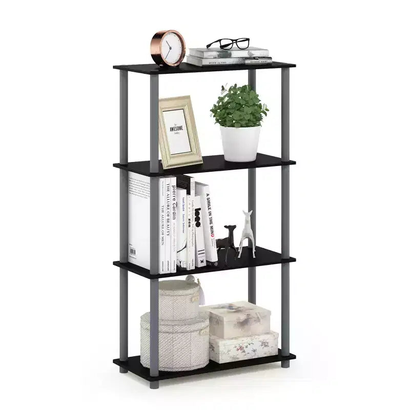 Libreria decorativa reversibile a 4 ripiani Furinno, scaffale multiuso a scala, espositore organizer