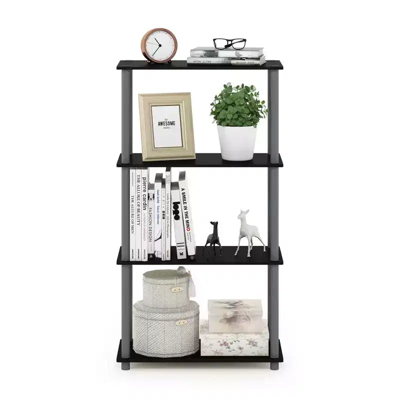 Libreria decorativa reversibile a 4 ripiani Furinno, scaffale multiuso a scala, espositore organizer