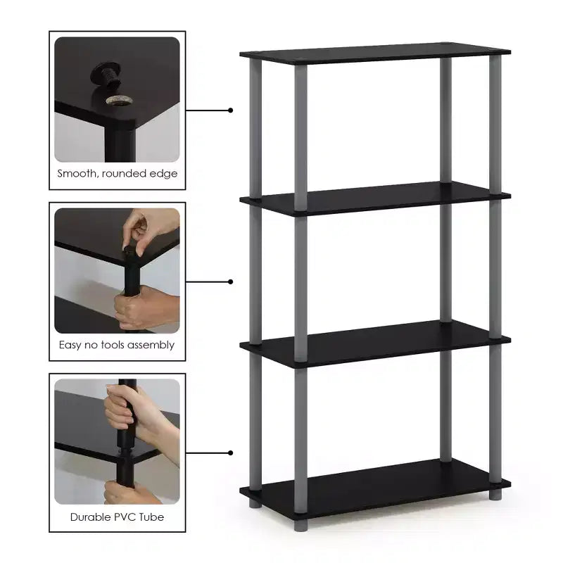 Libreria decorativa reversibile a 4 ripiani Furinno, scaffale multiuso a scala, espositore organizer