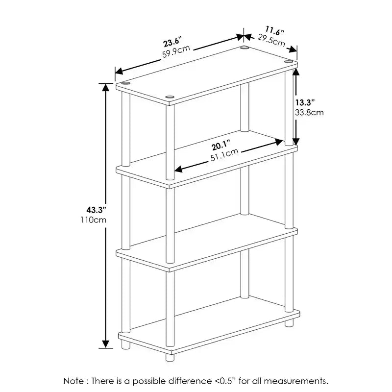 Libreria decorativa reversibile a 4 ripiani Furinno, scaffale multiuso a scala, espositore organizer