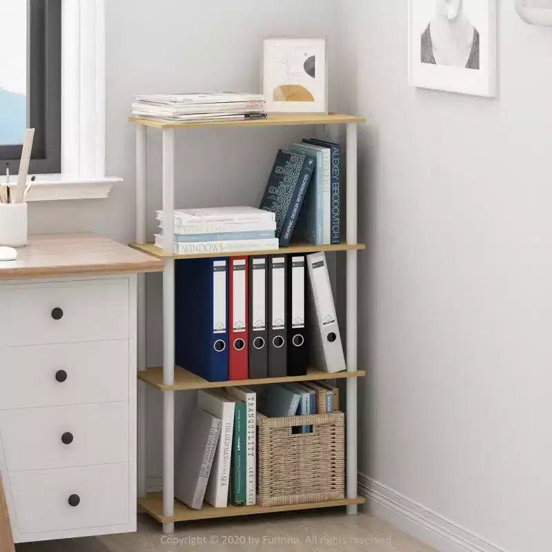 Libreria decorativa reversibile a 4 ripiani Furinno, scaffale multiuso a scala, espositore organizer